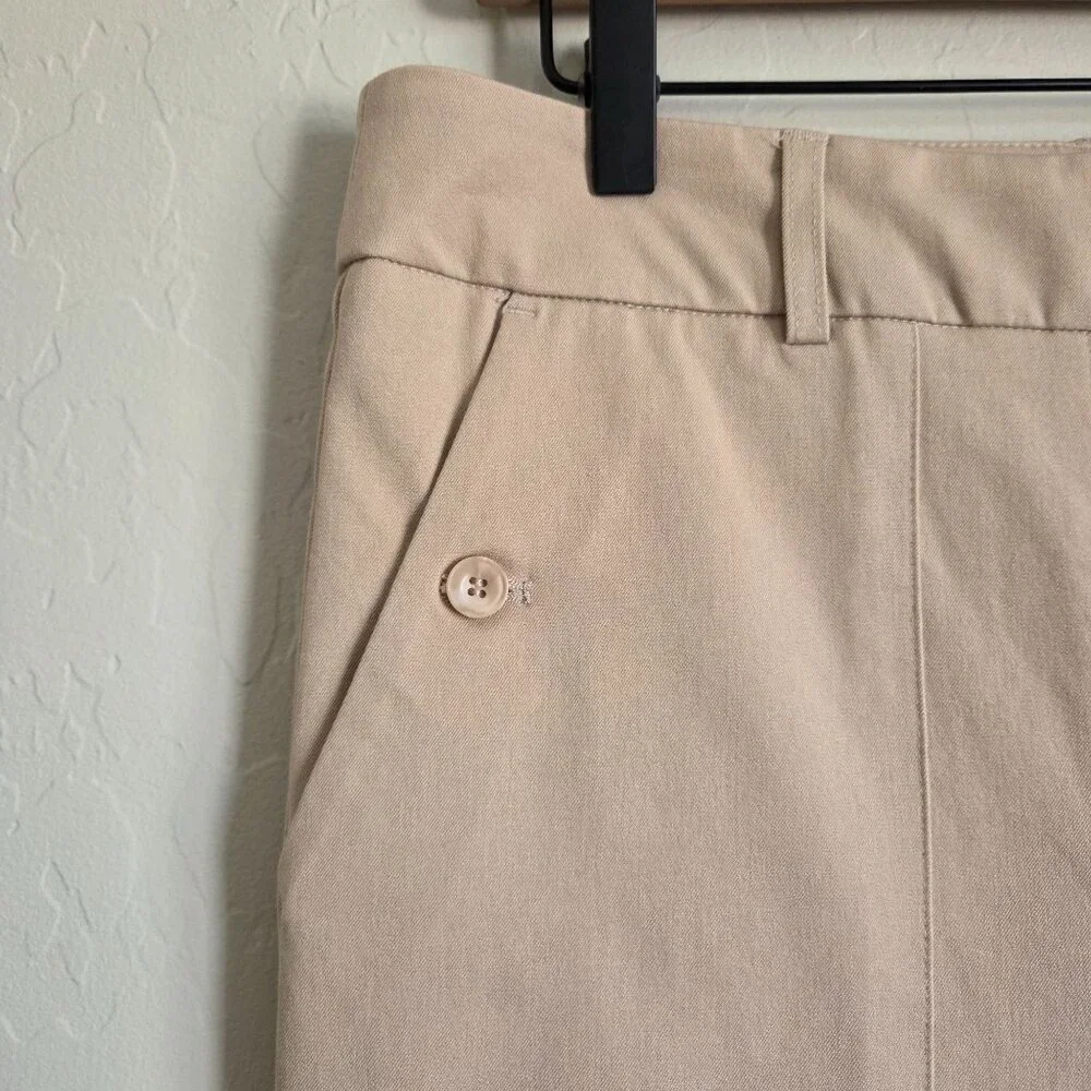Rachel Zoe High-Rise Wide Leg Trouser Pants Tan Size 12 Cotton Blend Work Casual